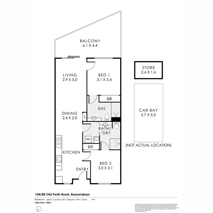 Floorplan of Homely apartment listing, 104/80 Old Perth Road, Bassendean WA 6054