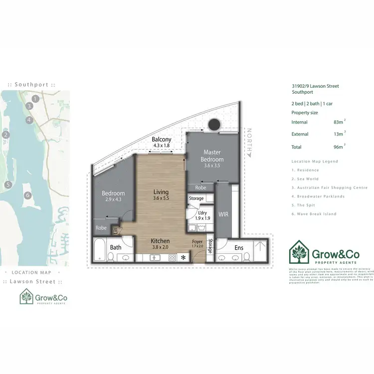 Floorplan of Homely apartment listing, 31902/9 Lawson Street, Southport QLD 4215