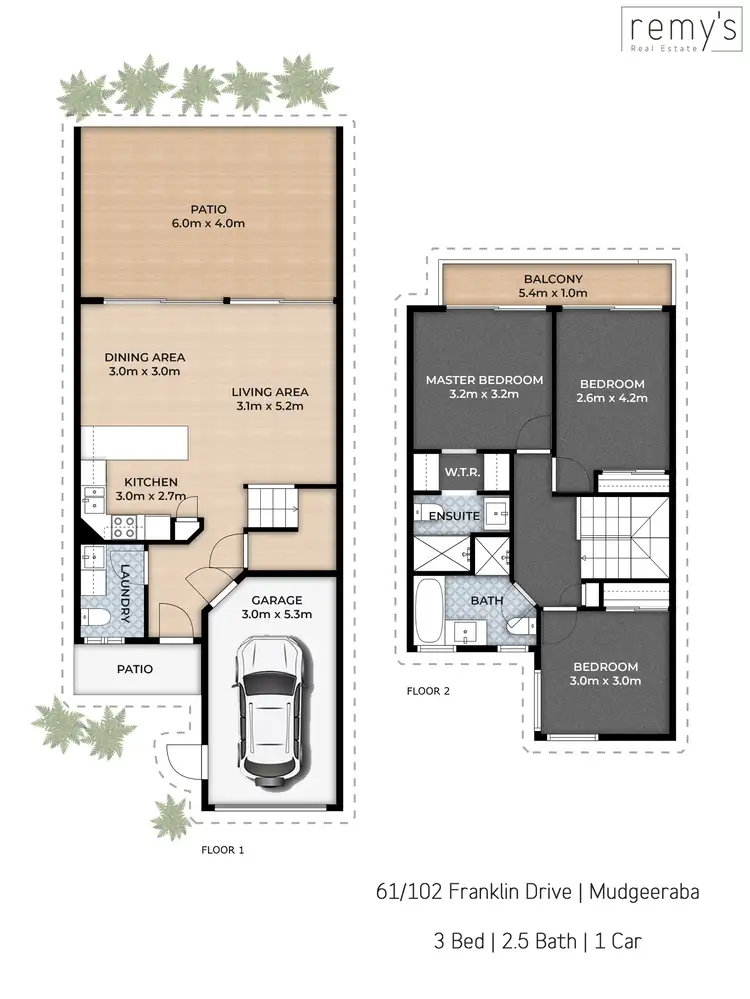 Floorplan of Homely townhouse listing, 61/102 Franklin Drive, Mudgeeraba QLD 4213