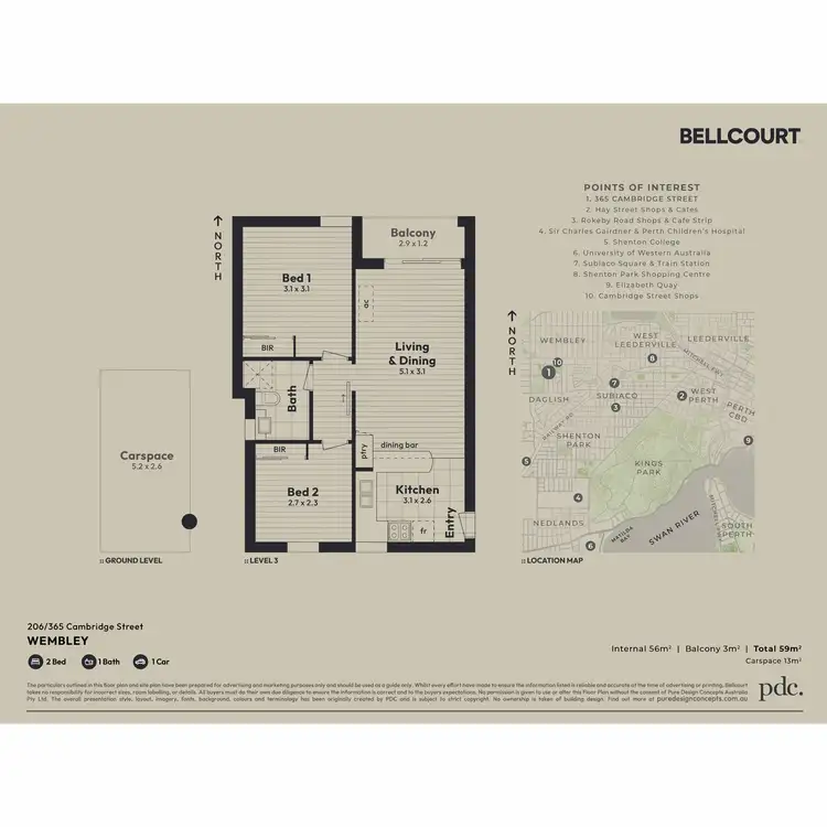 Floorplan of Homely apartment listing, 206/365 Cambridge Street, Wembley WA 6014