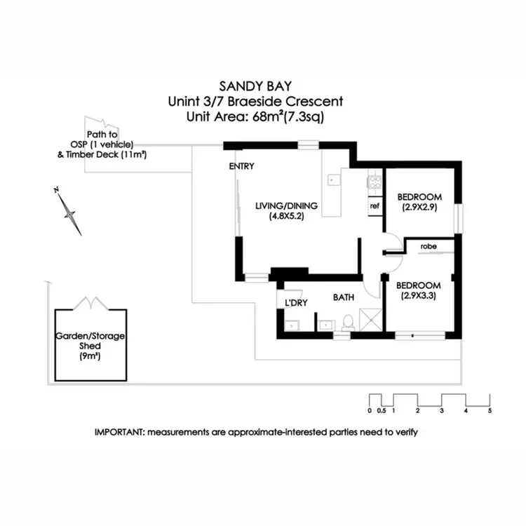 Floorplan of Homely unit listing, 3/7 Braeside Crescent, Sandy Bay TAS 7005