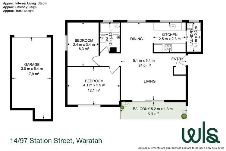 Floorplan of Homely apartment listing, 14/97 Station Street, Waratah NSW 2298