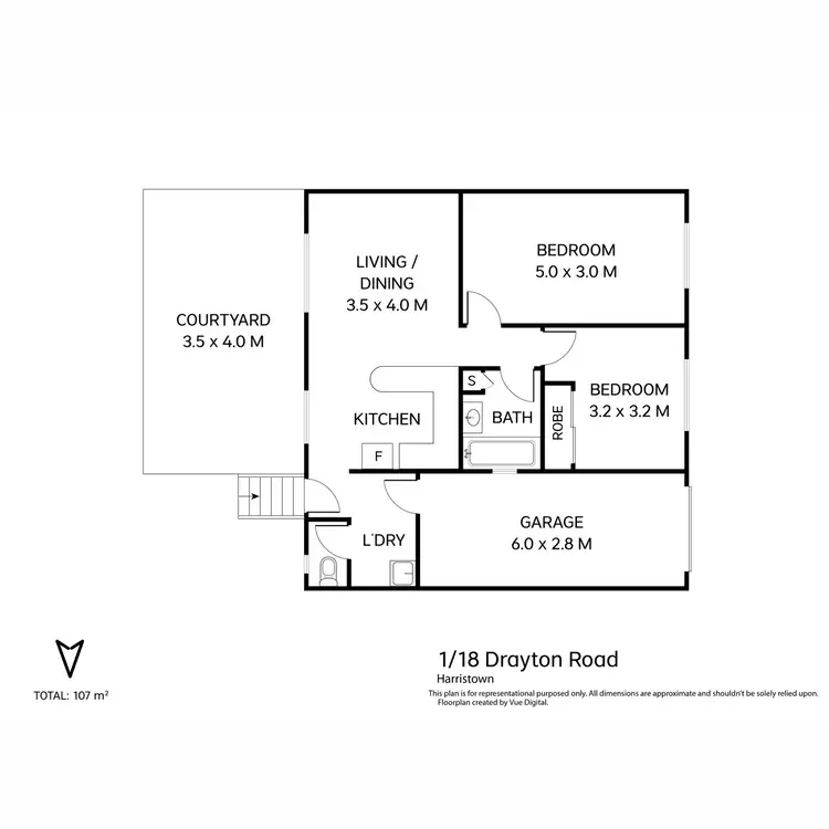 Floorplan of Homely semi-detached listing, 1/18 Drayton Road, Harristown QLD 4350