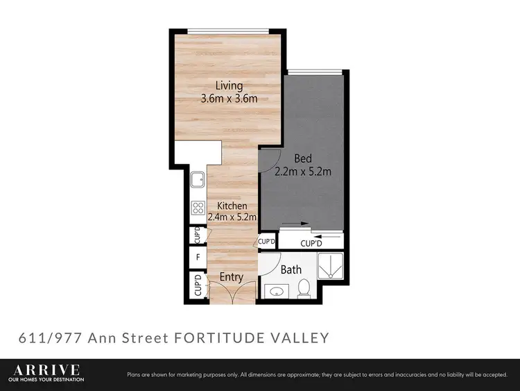 Floorplan of Homely apartment listing, 611/977 Ann Street, Fortitude Valley QLD 4006