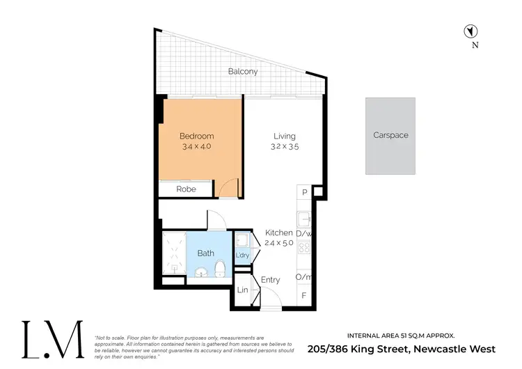 Floorplan of Homely unit listing, 205/386 King Street, Newcastle NSW 2300
