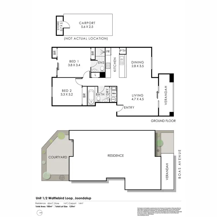 Floorplan of Homely apartment listing, 1/2 Wattlebird Loop, Joondalup WA 6027