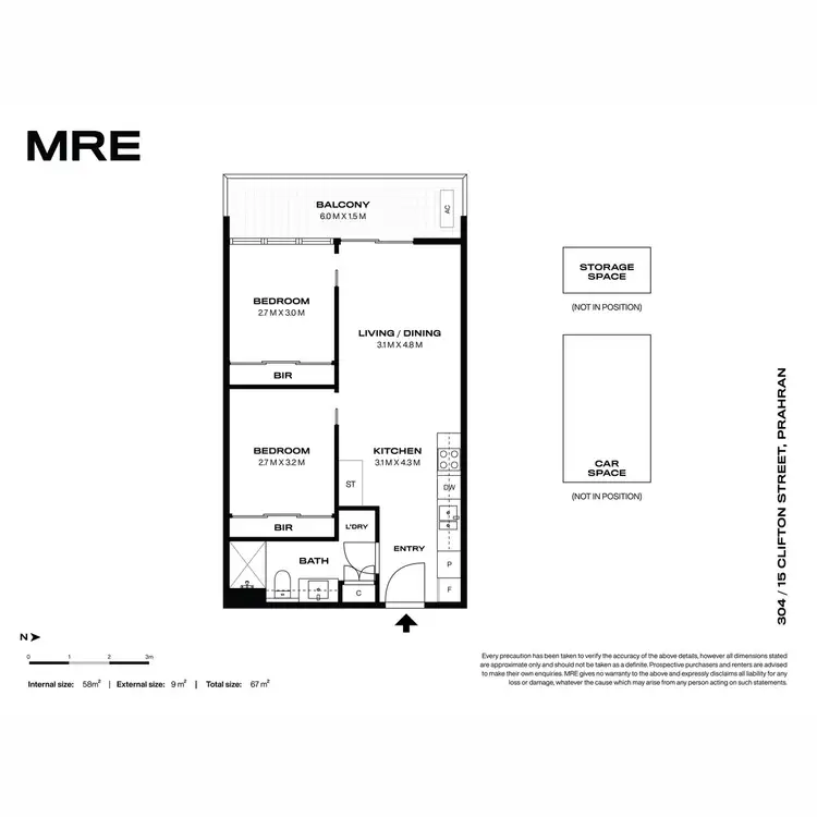 Floorplan of Homely apartment listing, 304/15 Clifton Street, Prahran VIC 3181