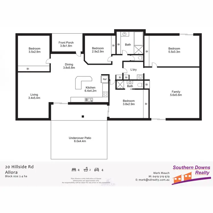 Floorplan of Homely rural property listing, 20 Hillside Road, Allora QLD 4362