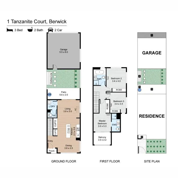 Floorplan of Homely townhouse listing, 1 Tanzanite Court, Berwick VIC 3806