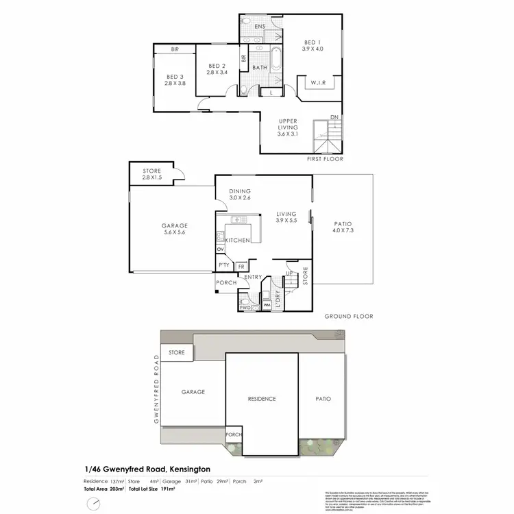 Floorplan of Homely townhouse listing, 1/46 Gwenyfred Road, Kensington WA 6151