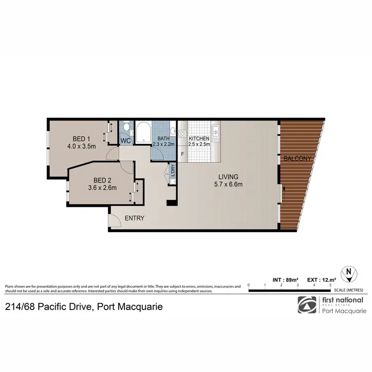 Floorplan of Homely unit listing, 214/68 Pacific Drive, Port Macquarie NSW 2444