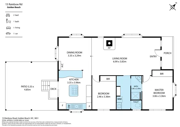 Floorplan of Homely house listing, 15 Rainbow Road, Golden Beach VIC 3851