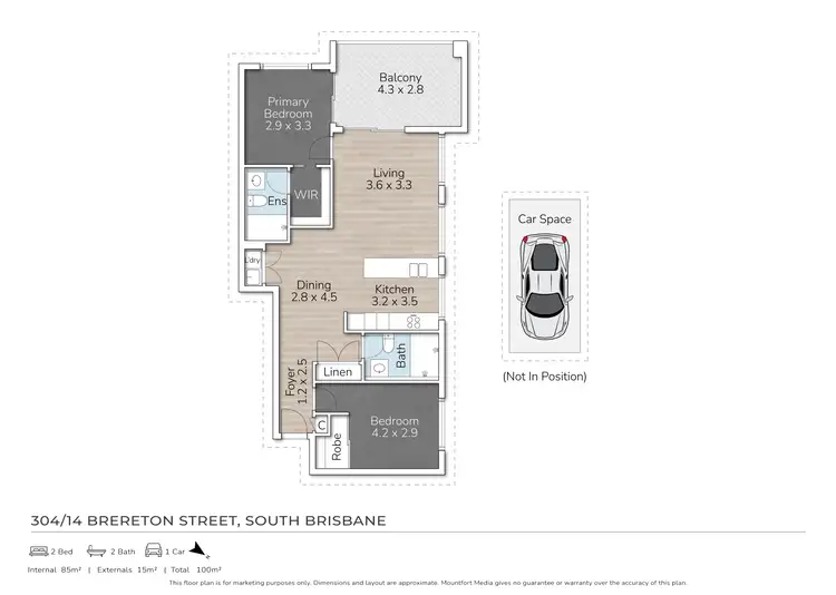 Floorplan of Homely apartment listing, 304/14 Brereton Street, South Brisbane QLD 4101