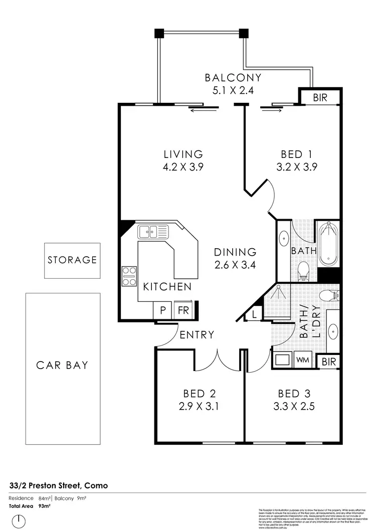 Floorplan of Homely apartment listing, 33/2 Preston Street, Como WA 6152