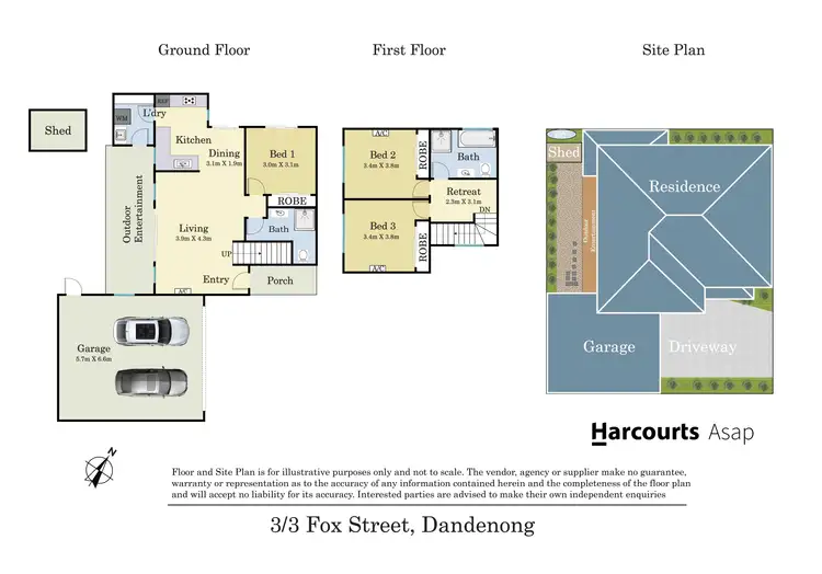 Floorplan of Homely townhouse listing, 3/3 Fox Street, Dandenong VIC 3175