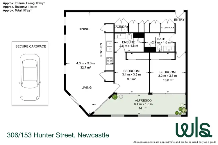 Floorplan of Homely apartment listing, 306/153 Hunter Street, Newcastle NSW 2300