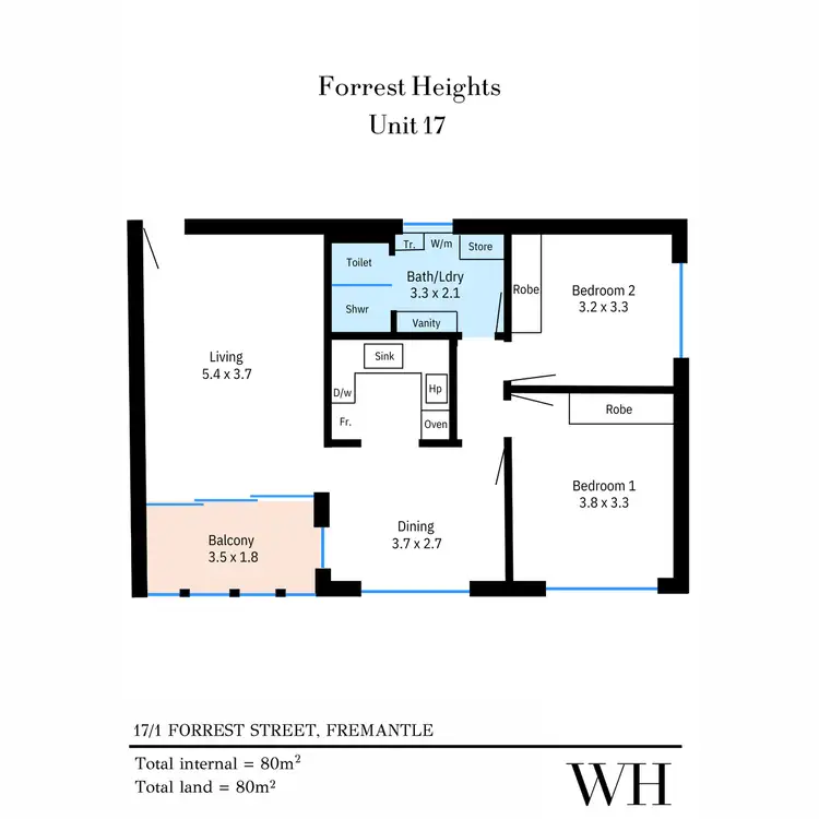 Floorplan of Homely apartment listing, 17/1 Forrest Street, Fremantle WA 6160