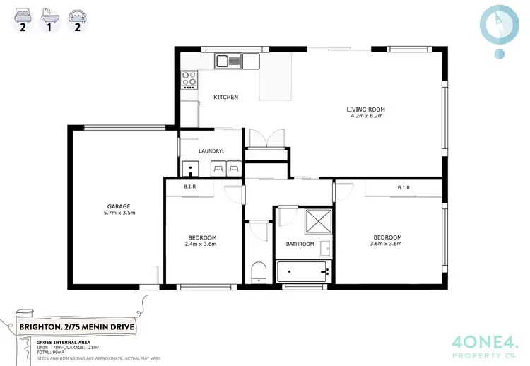 Floorplan of Homely unit listing, 2/75 Menin Drive, Brighton TAS 7030