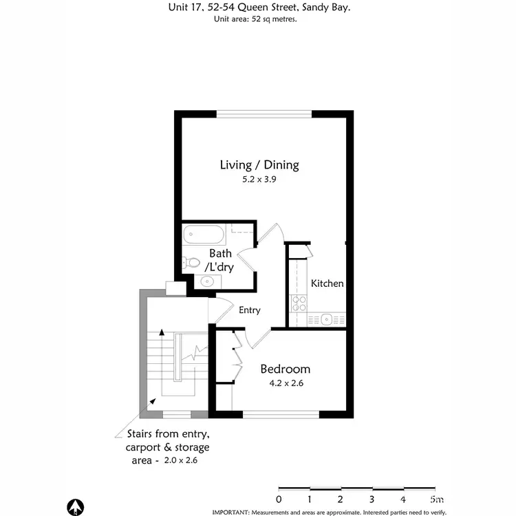 Floorplan of Homely apartment listing, 17/52 Queen Street, Sandy Bay TAS 7005