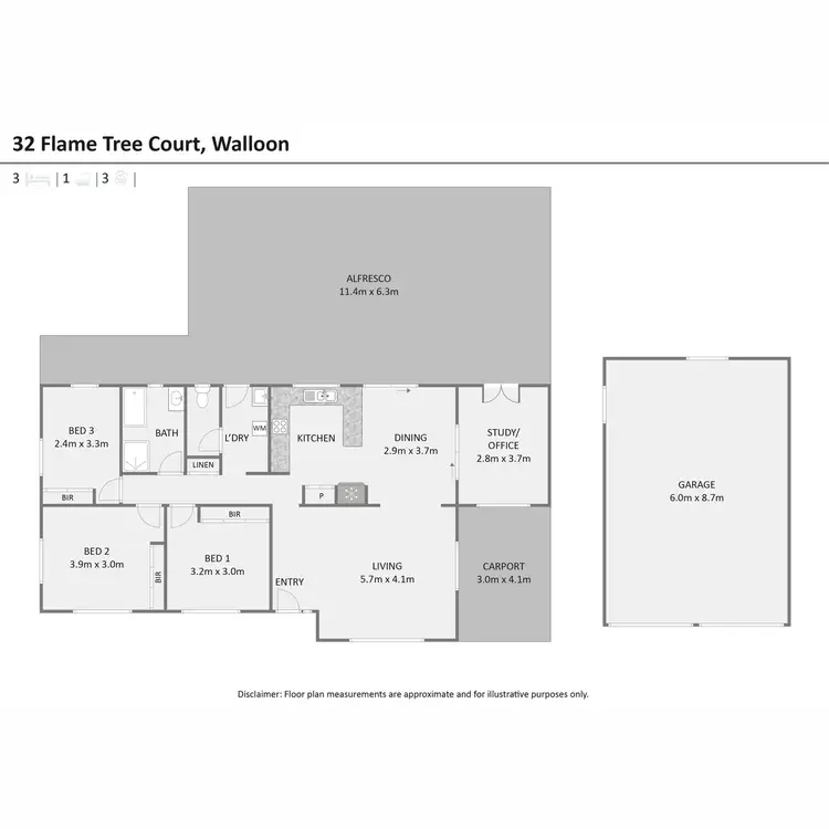Floorplan of Homely house listing, 32 Flame Tree Court, Walloon QLD 4306