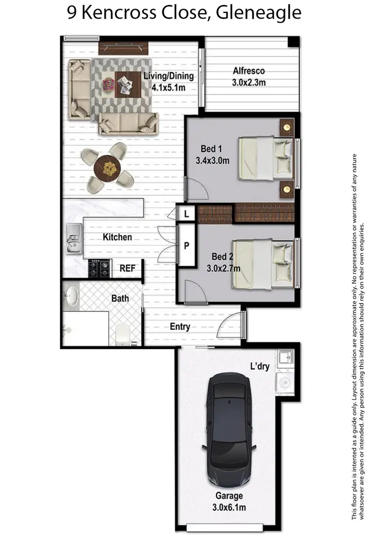 Floorplan of Homely semi-detached listing, 9 Kenross Close, Gleneagle QLD 4285