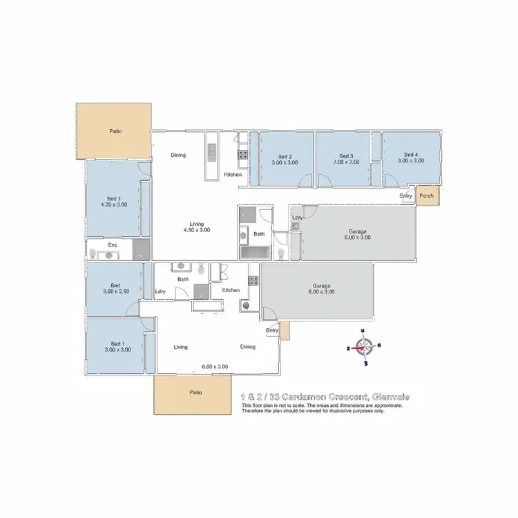 Floorplan of Homely semi-detached listing, 1 & 2/33 Cardamon Crescent, Glenvale QLD 4350