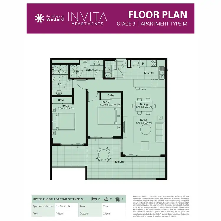Floorplan of Homely apartment listing, 208/50 Pimlico Crescent, Wellard WA 6170
