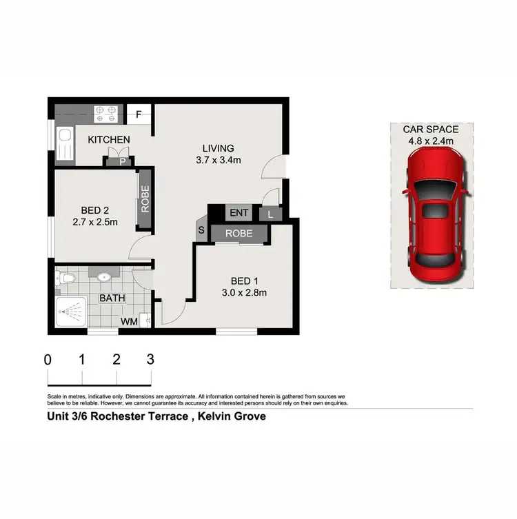 Floorplan of Homely unit listing, 3/6 Rochester Terrace, Kelvin Grove QLD 4059