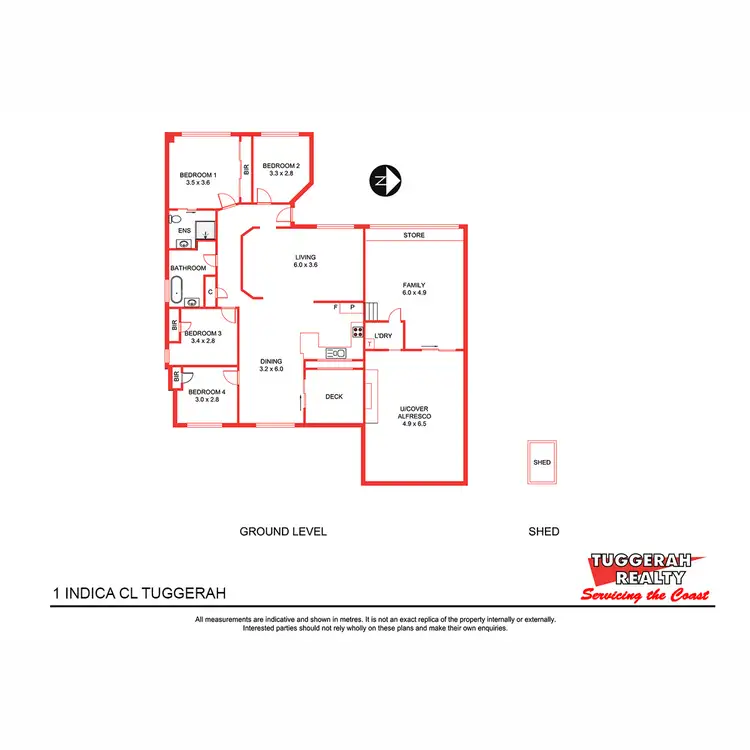 Floorplan of Homely house listing, 1 Indica Close, Tuggerah NSW 2259