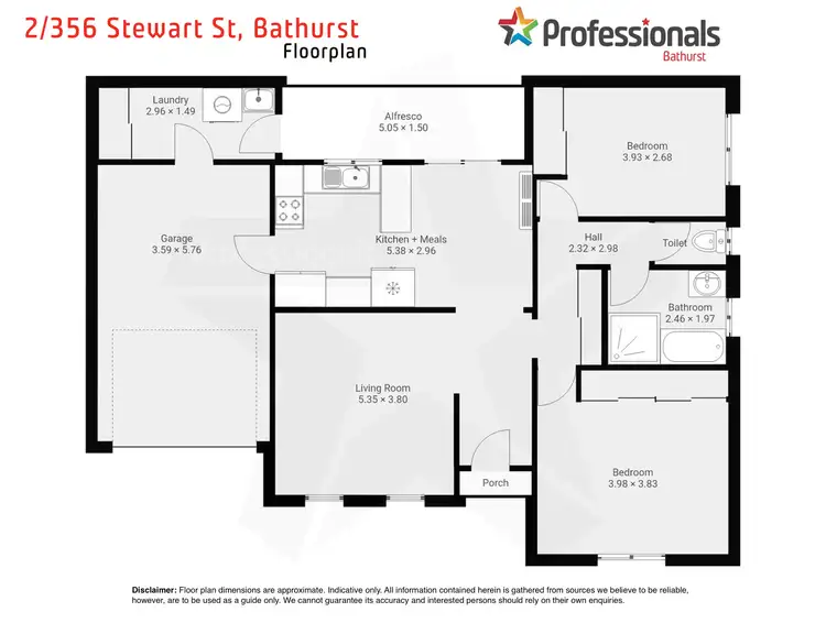 Floorplan of Homely unit listing, 2/356 Stewart Street, Bathurst NSW 2795