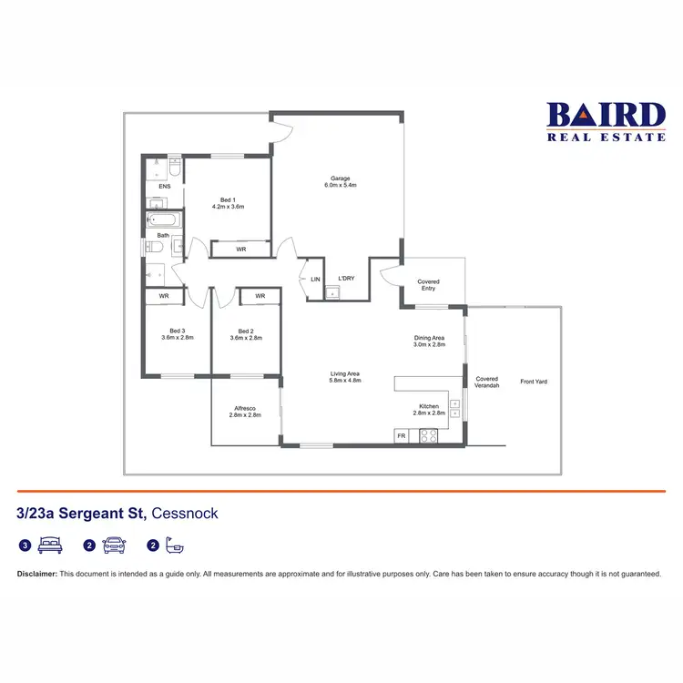 Floorplan of Homely semi-detached listing, 3/23a Sergeant Street, Cessnock NSW 2325