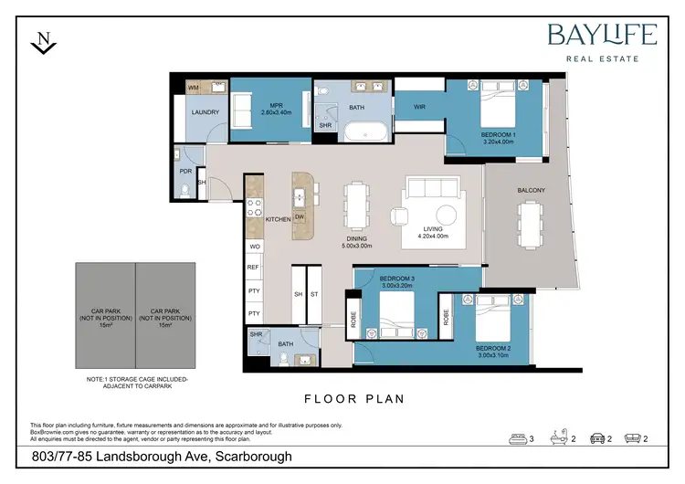 Floorplan of Homely apartment listing, 803/77-85 Landsborough Avenue, Scarborough QLD 4020