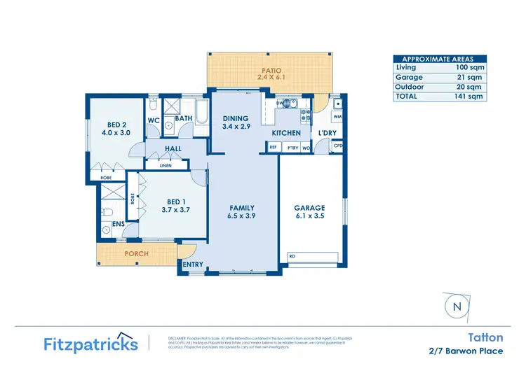 Floorplan of Homely unit listing, 2/7 Barwon Place, Tatton NSW 2650