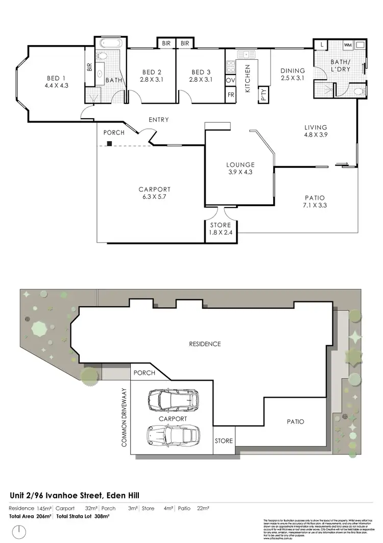 Floorplan of Homely unit listing, 2/96 Ivanhoe Street, Eden Hill WA 6054
