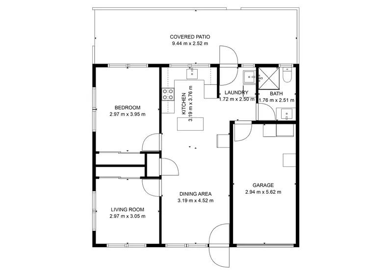 Floorplan of Homely unit listing, 1/99 Gavin Street, Bundaberg North QLD 4670
