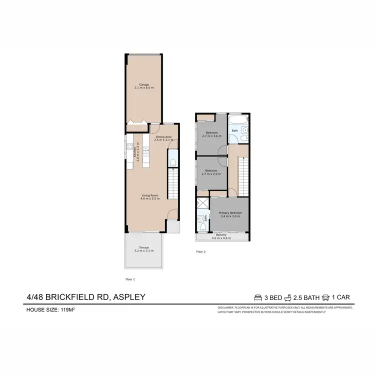 Floorplan of Homely townhouse listing, 4/48 Brickfield Road, Aspley QLD 4034