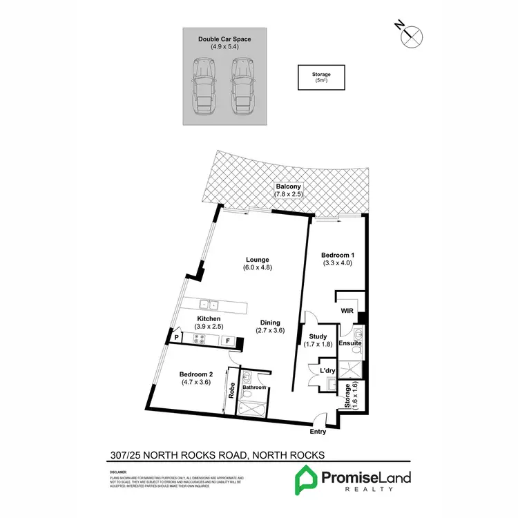 Floorplan of Homely apartment listing, 307/25 North Rocks Road, North Rocks NSW 2151