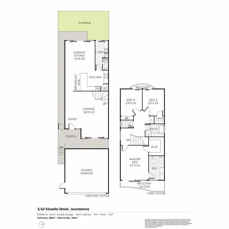 Floorplan of Homely townhouse listing, 3/62 Kinsella Street, Joondanna WA 6060