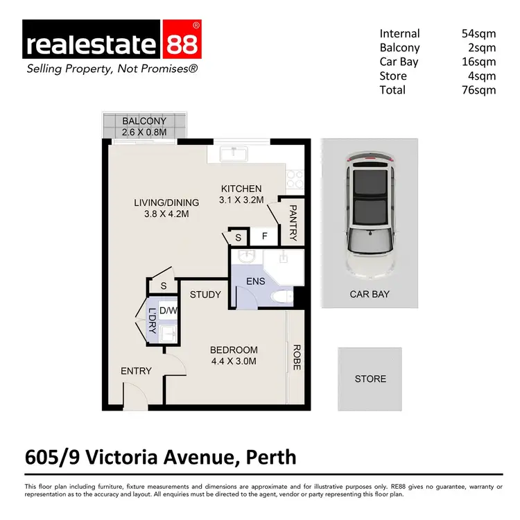 Floorplan of Homely apartment listing, 605/9 Victoria Avenue, Perth WA 6000