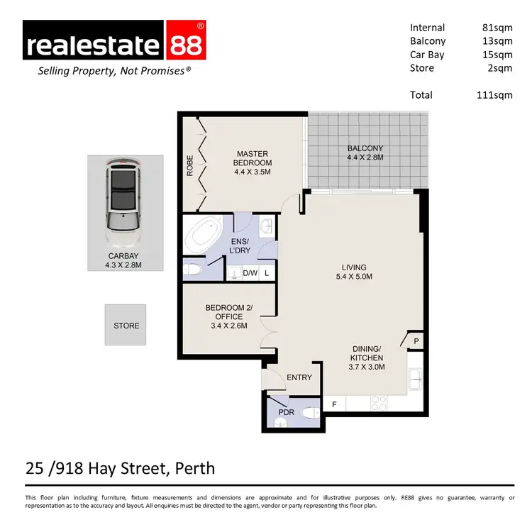 Floorplan of Homely apartment listing, 33/918 Hay Street, Perth WA 6000