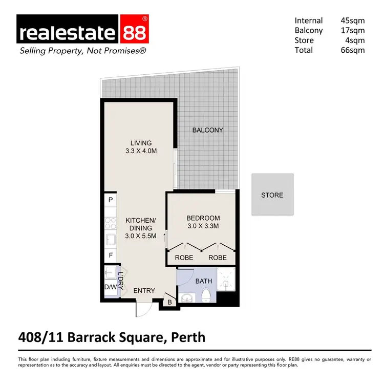 Floorplan of Homely apartment listing, 408/11 Barrack Square, Perth WA 6000