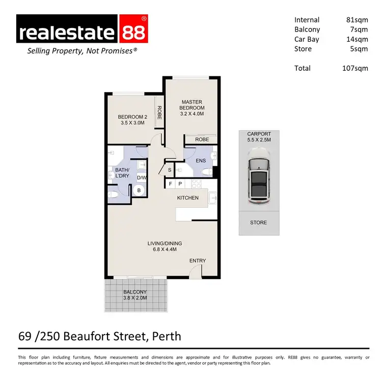 Floorplan of Homely apartment listing, 69/250 Beaufort Street, Perth WA 6000