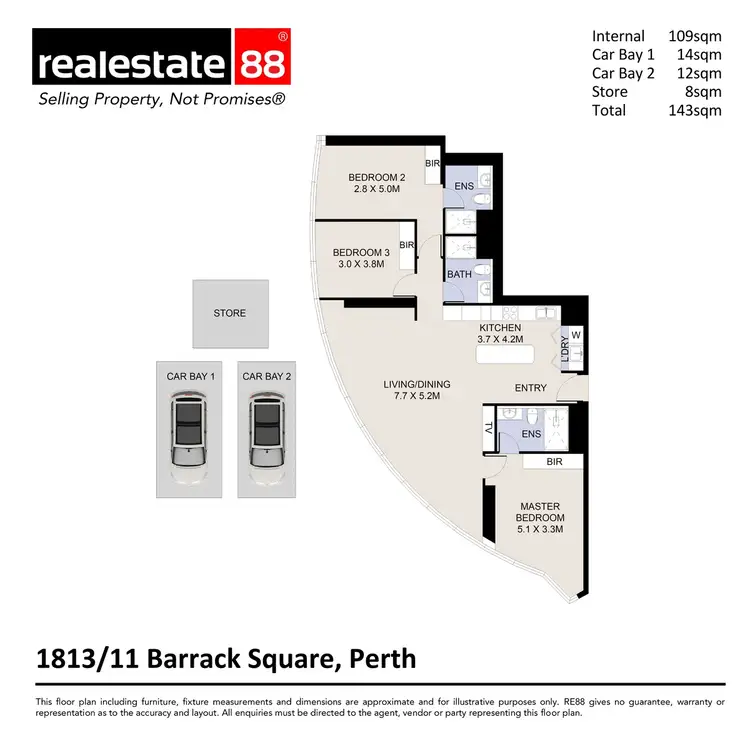 Floorplan of Homely apartment listing, 1813/11 Barrack Square, Perth WA 6000