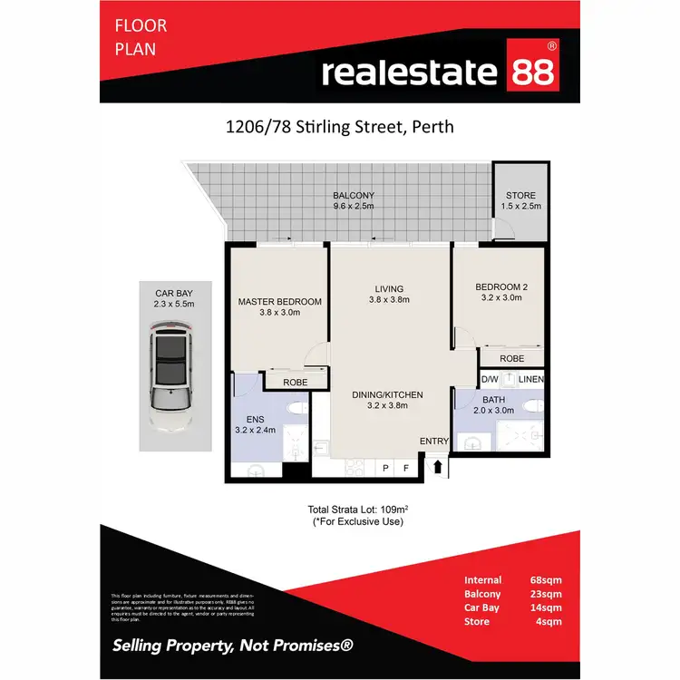 Floorplan of Homely apartment listing, 1206/78 Stirling Street, Perth WA 6000