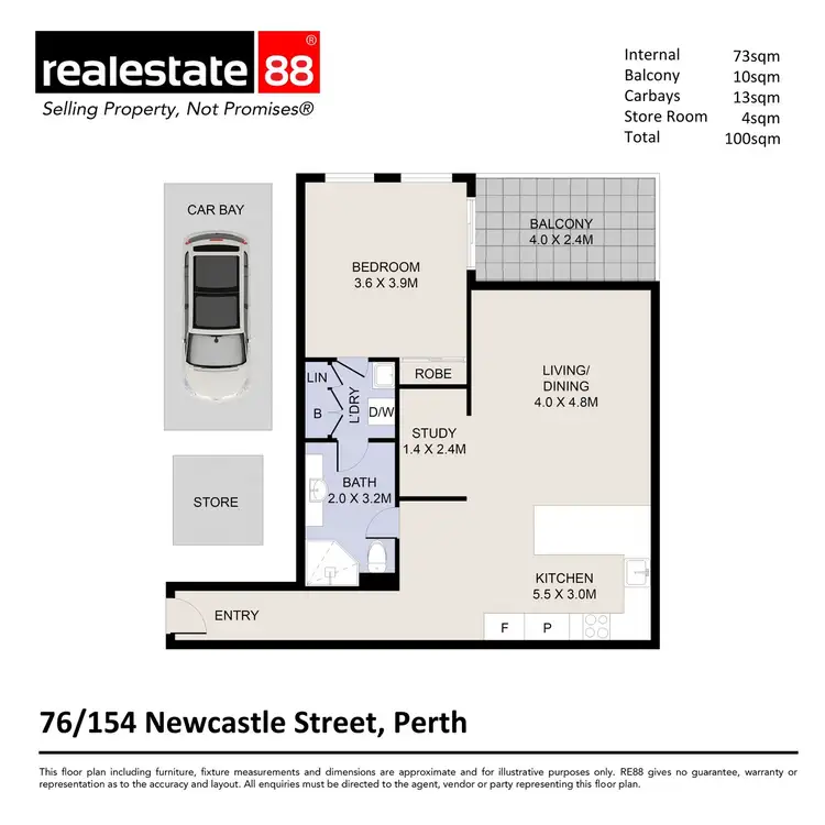 Floorplan of Homely apartment listing, 76/154 Newcastle Street, Perth WA 6000