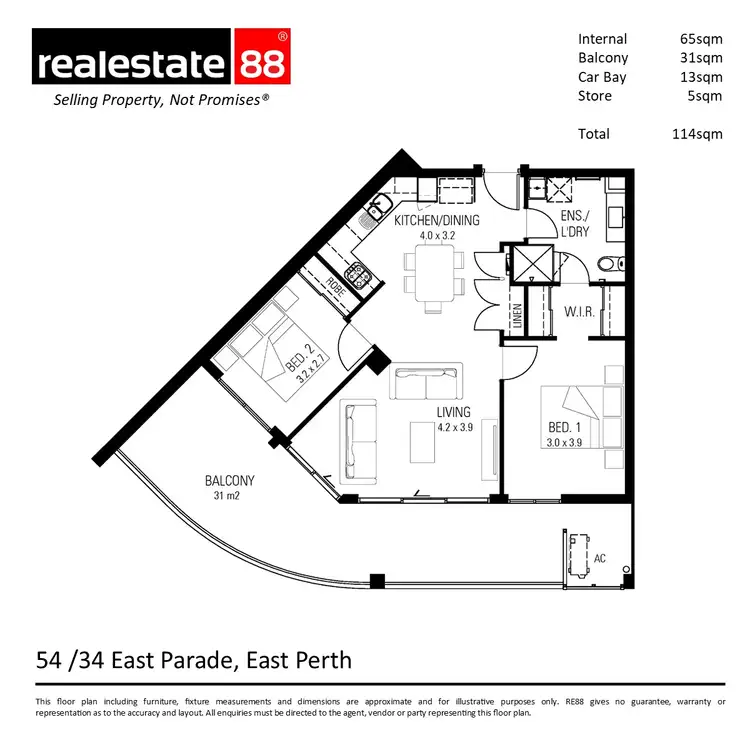 Floorplan of Homely apartment listing, 54/34 East Parade, East Perth WA 6004