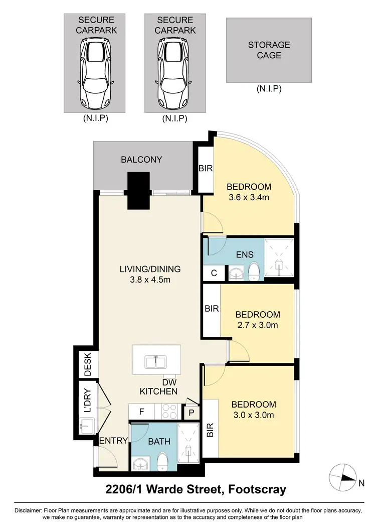 Floorplan of Homely apartment listing, 2206/1 Warde Street, Footscray VIC 3011