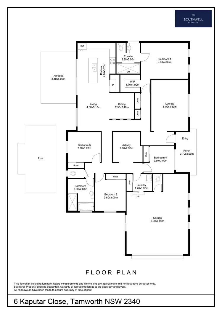 Floorplan of Homely house listing, 6 Kaputar Close, Tamworth NSW 2340