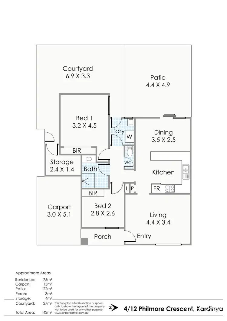Floorplan of Homely unit listing, 4/12 Philmore Crescent, Kardinya WA 6163
