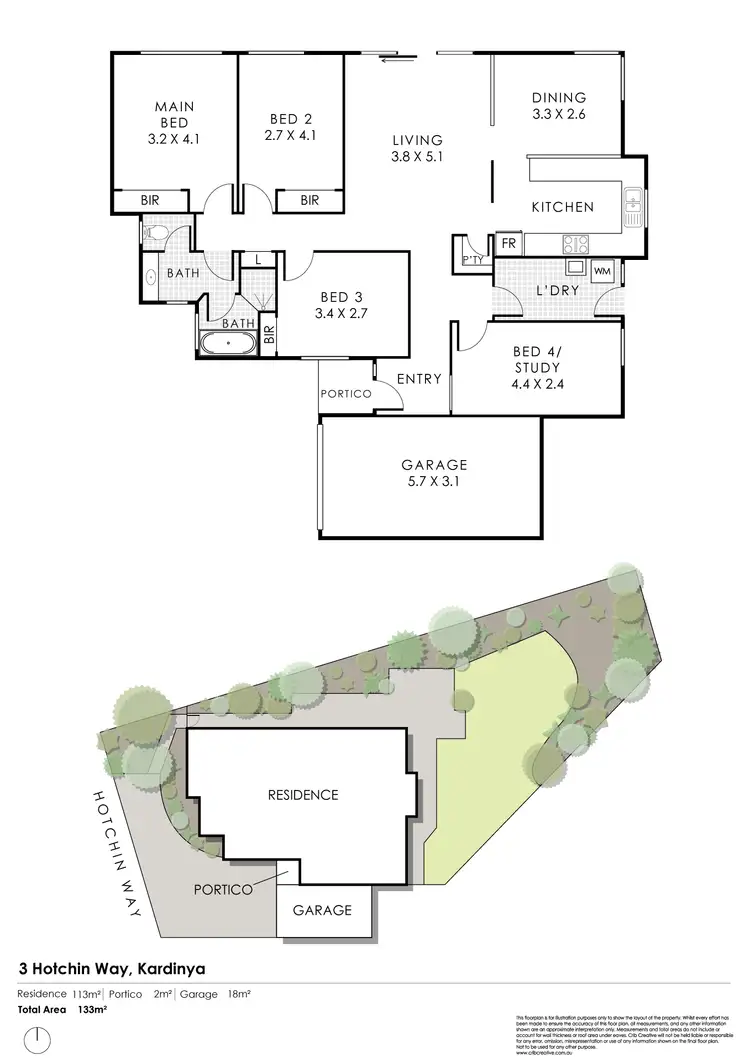Floorplan of Homely semi-detached listing, 3 Hotchin Way, Kardinya WA 6163